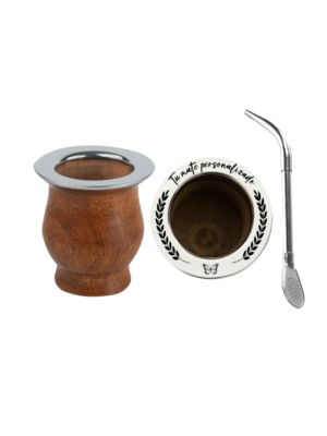 Mate camionero de algarrobo personalizado +bombilla