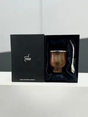 Mate camionero de algarrobo personalizado +caja y bombilla de acero