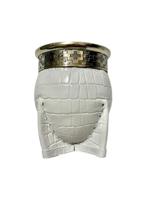 Mate imperial de alpaca cuero croco blanco