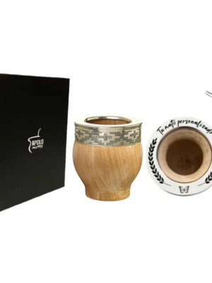 Mate imperial de algarrobo personalizado +caja y bombilla