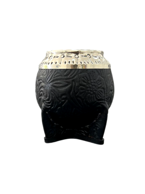 Mate torpedo de alpaca con cuero repujado