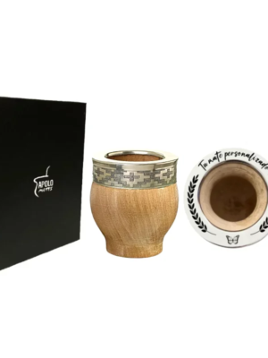 Imperial de algarrobo personalizado +bombilla alpaca y caja de presentación