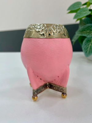 Mate torpedo cincelado Rosa con base y bolitas