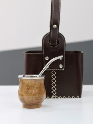 Mate camionero + bombilla + Canasta de cuero